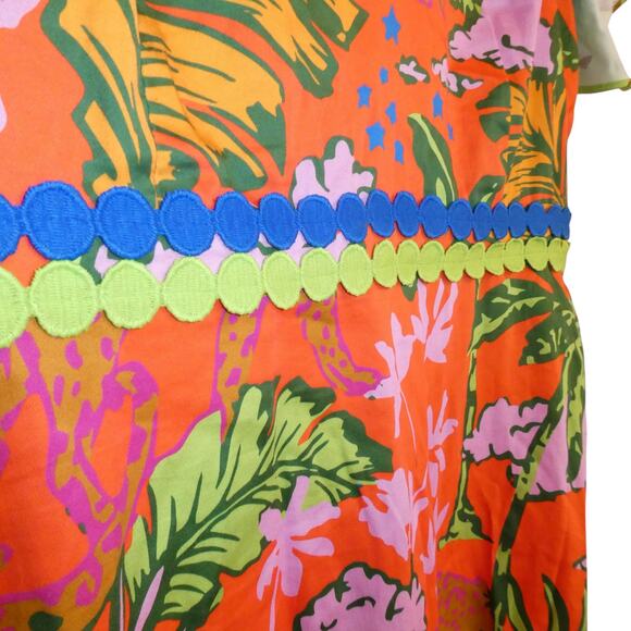 Alden Adair Midi Dress Diana in Jungle Cruise Tropical Flutter Sleeve Large - Picture 7 of 11